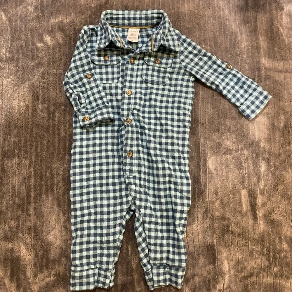 CARTERS 6M blue Flannel outfit